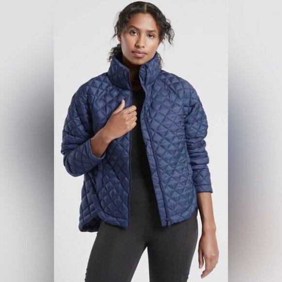 Athleta Jackets & Blazers - Athleta Navy Blue Quilted Whisper Featherless Jacket Full Zip  Coat Performance